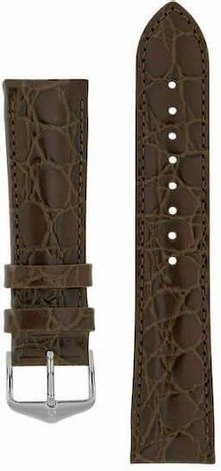 Λουράκι Hirsch Crocograin Δερμάτινο 20mm Καφέ