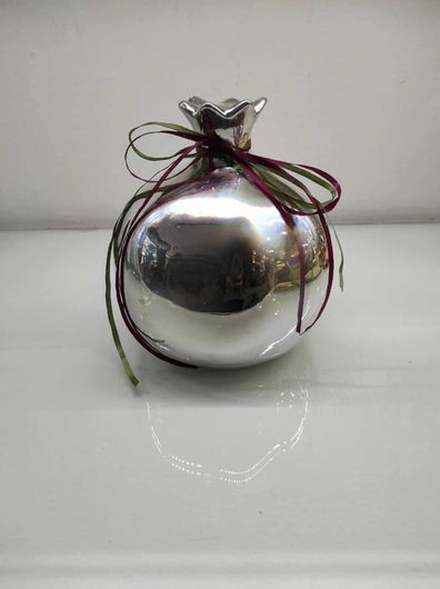 Ρόδι Ασημί 10x10x11cm Κεραμικό