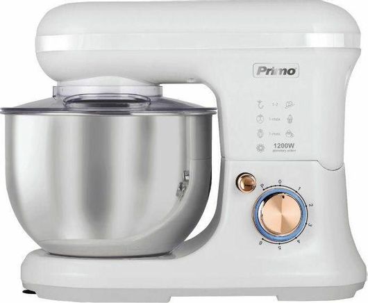Μίξερ Primo με Κάδο Inox 5L 1200W με Δακτυλίδι LED Λευκό/Χρυσό Ροζ
