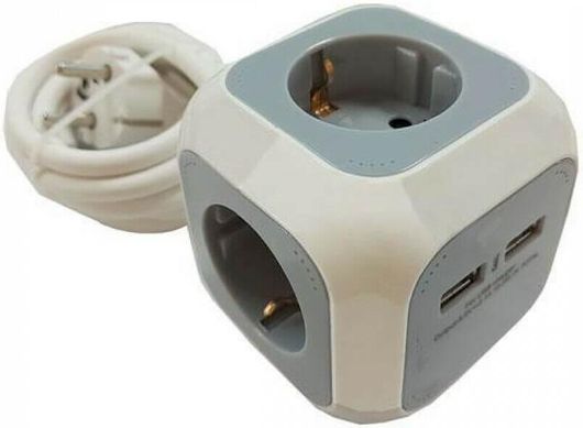 Πολύμπριζο Next Κύβος 3 Θέσεων 2 USB με Διακόπτη 1.5m
