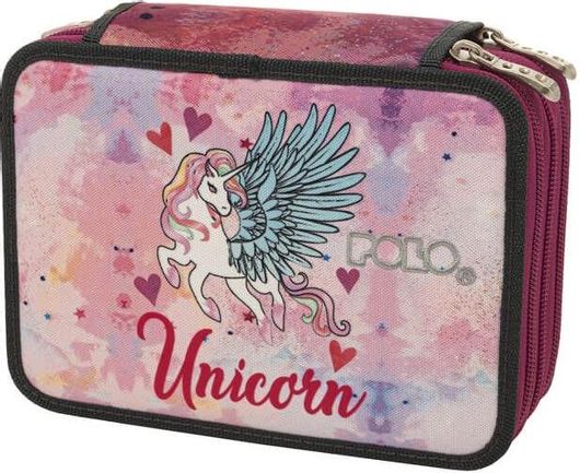 Κασετίνα Polo Rolling Unicorn με 3 Θήκες σε Ροζ χρώμα 1τμχ