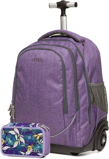 Σχολική Τσάντα Δημοτικού Σετ Polo S253-4700-2 με Trolley και Κασετίνα Μοβ