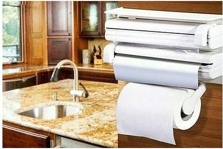 Τριπλή Βάση Τοίχου για Ρολά Κουζίνας Λευκό