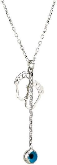 Γυναικείο Κολιέ Goldsmith Ασημένιο με Πατουσάκια και Κρεμαστό Ματάκι Επιπλατινωμένο Ασημί