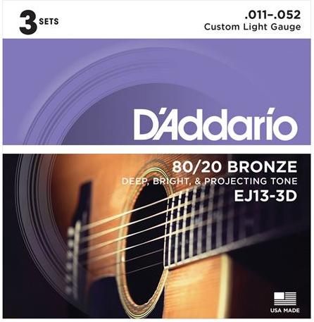 Χορδές Ακουστικής Κιθάρας Daddario EJ-13 3D Σετ 11-52