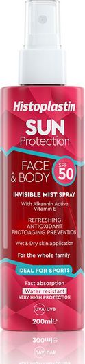 Aντηλιακό Spray Προσώπου & Σώματος Histoplastin Sun Protection Invisible Face & Body SPF50 200ml