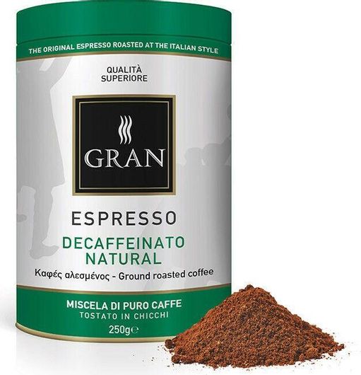 Καφές Gran Caffe Espresso Naturale Αλεσμένος Decaffeine 250gr