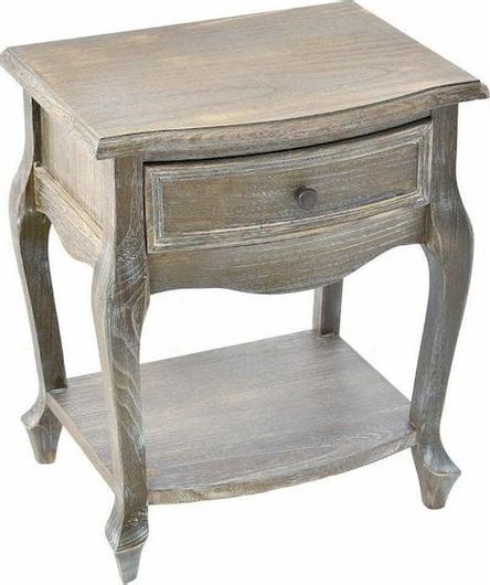 Κομοδίνο Iliadis Vintage Μασίφ με Συρτάρι Σταχτύ 45x35x54cm