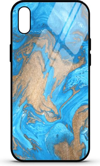 Θήκη Κινητού Caselab 3670 Back Cover Σιλικόνης για Huawei Y6 2019 Marble Map Sea Blue Gold
