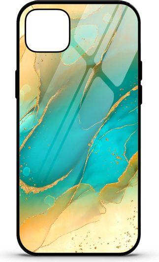 Θήκη Κινητού Caselab 3676 Back Cover Σιλικόνης για Apple iPhone 12 mini Marble Liquid Turquoise Yellow Gold