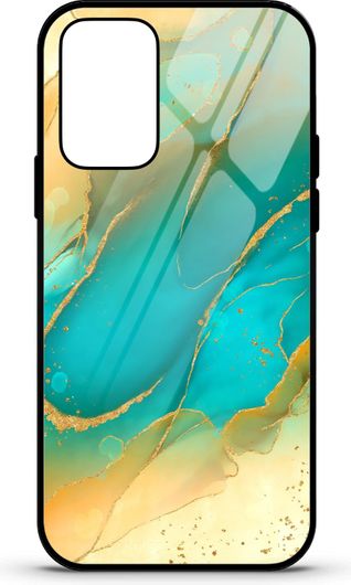 Θήκη Κινητού Caselab 3676 Back Cover Σιλικόνης για Samsung Galaxy A02S Marble Liquid Turquoise Yellow Gold