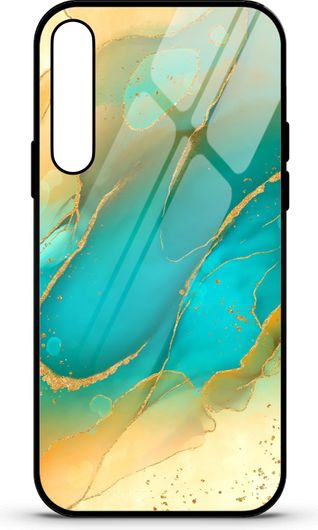 Θήκη Κινητού Caselab 3676 Back Cover Σιλικόνης για Samsung Galaxy A50/Galaxy A50S Marble Liquid Turquoise Yellow Gold