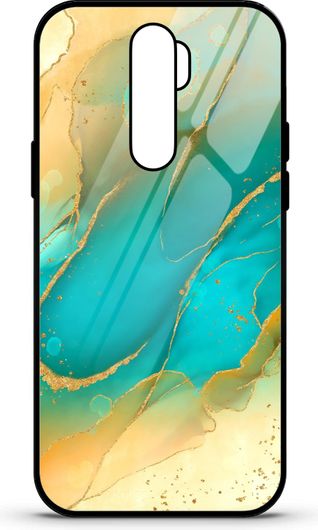Θήκη Κινητού Caselab 3676 Back Cover Σιλικόνης για Xiaomi Redmi Note 8 Pro Marble Liquid Turquoise Yellow Gold