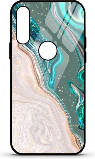 Θήκη Κινητού Caselab 3680 Back Cover Σιλικόνης για Huawei Y7 2019 Marble Liquid Turquise White