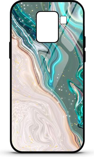 Θήκη Κινητού Caselab 3680 Back Cover Σιλικόνης για Samsung Galaxy A8 Plus 2018 Marble Liquid Turquise White