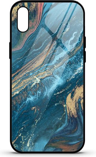 Θήκη Κινητού Caselab 3683 Back Cover Σιλικόνης για Huawei Y5 2019 Marble Sea Blue Gold Salmon