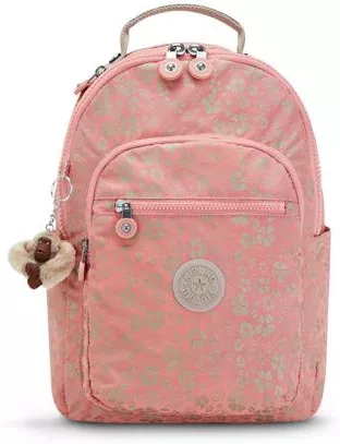 Σχολική Τσάντα Δημοτικού Πλάτης Kipling Seoul Sweet Met Floral Ροζ