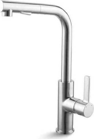 Karag Μπαταρία Κουζίνας Πάγκου με Ντουζ Inox Ασημί