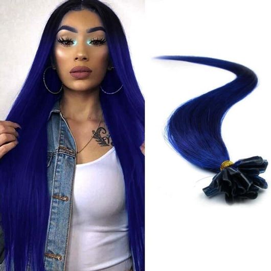 Extension Κερατίνης Σετ 10 Τούφες Μπλε 50cm