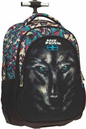 Σχολική Τσάντα Δημοτικού Τρόλεϊ Back Me Up No Fear Black Wolf Μαύρη