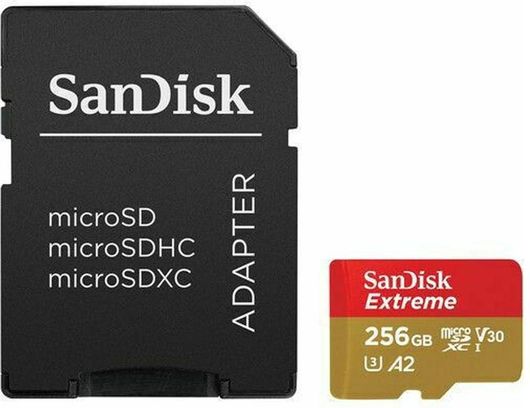 Sandisk Extreme for Mobile Gaming microSDXC 256GB U3 V30 A2 UHS-I με αντάπτορα