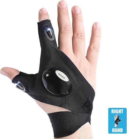 Γάντι Φακός με Φωτισμό LED GloboStar 79068 για Δεξί Χέρι 2W με Μπαταρία CR2016 Ψυχρό Λευκό 6000K