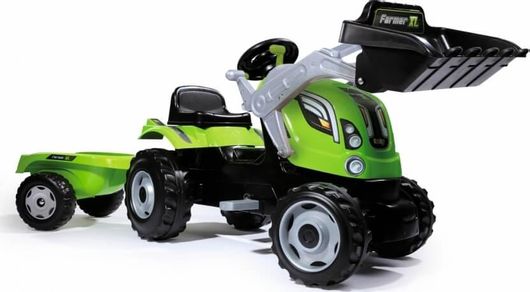 Παιδική Μπουλντόζα Smoby Farmer Max Ποδοκίνητη με Καρότσα & Πετάλι Πράσινο