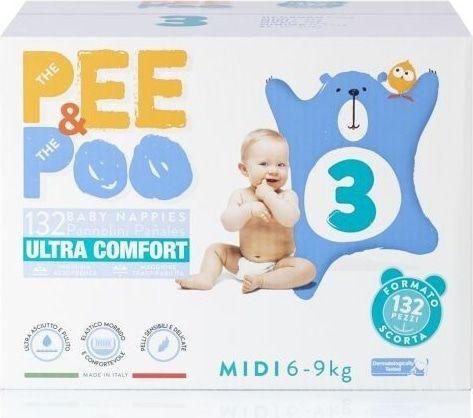 Πάνες με Αυτοκόλλητο The Pee & The Poo Ultra Comfort Midi No.3 για 6-9kg 132τμχ