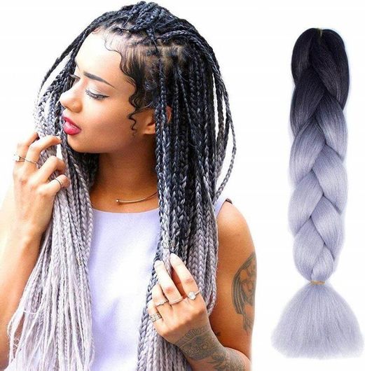 Πλεξούδες Κοτσιδάκια Ράστα Ombre Μαύρο Γκρι B36