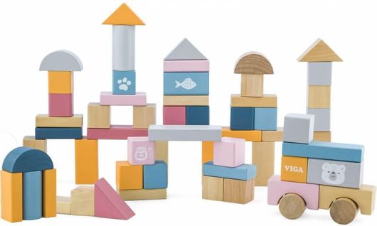 Κύβοι Viga Toys από Ξύλο για 2+ Ετών 60τμχ