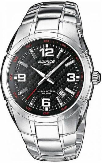 Ανδρικό Ρολόι Casio EF-125D-1AVEF με Μεταλλικό Μπρασελέ Ασημί - Μαυρο