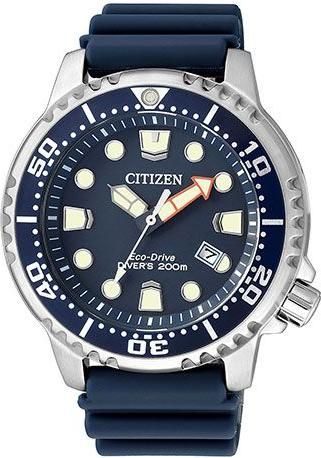 Ανδρικό Ρολόι Citizen Eco-Drive Promaster Divers 200M BN0151-17L Με Καουτσούκ Λουράκι 44mm Μπλέ - Ασημί