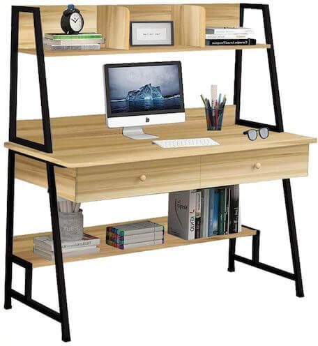 Γραφείο Οικιακό Woodwell Ξύλινο με Μεταλλικά Πόδια 100x48x137cm Sonoma