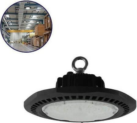 Κρεμαστό Φωτιστικό GloboStar High Bay 78010 100W 230V 14000lm Αδιάβροχη 5000k Στεγανό Οροφής Εξωτερικού Χώρου με Ενσωματωμένο LED Μαύρο