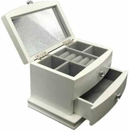 Μπιζουτιέρα Καρβούνης Wy11022 με Συρτάρι & Καθρέπτη ΞύλινηΛευκό