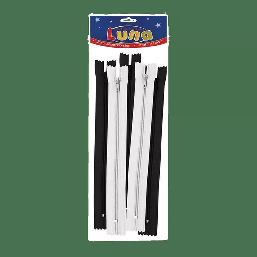 Φερμουάρ Luna 23cm Σετ 5τμχ Λευκό/Μαύρο 