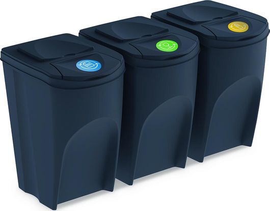 Κάδος Ανακύκλωσης Prosperplast Sortibox Set Πλαστικός 3x35lt Μαύρος