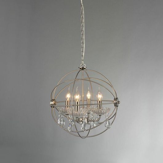 Πολυέλαιος Aca AD15004 4xE14 Ø40cm με Κεράκια Ασημί