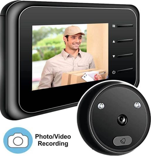 Set Θυροτηλεόρασης Ηλεκτρονικό Ματάκι Πόρτας με Κάμερα, Κουδούνι & δυνατότητα εγγραφής Video ALLOYSEED R11-BK