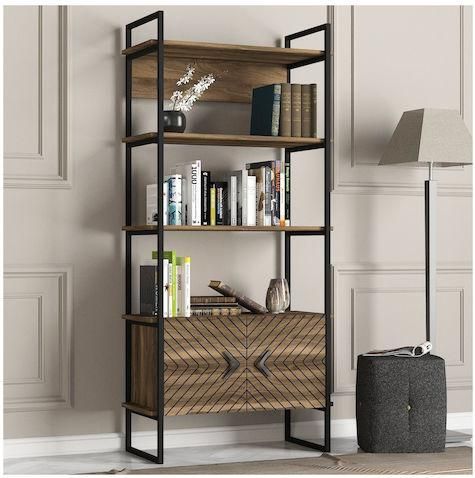 Βιβλιοθήκη Trentuno Tg430348 90x39x180cm Καφέ / Μαύρο