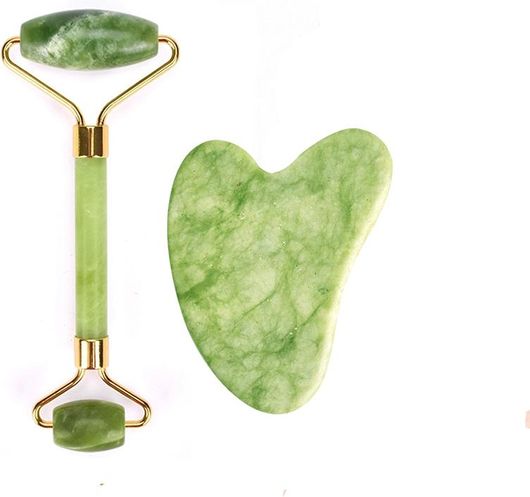 Σετ Jade Roller & Πέτρα για Μασάζ Προσώπου και Σώματος από 100% Φυσικό Νεφρίτη