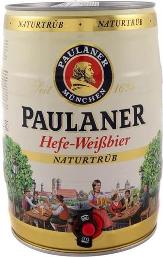 Μπύρα Paulaner Hefeweiss Βαρελάκι Paulaner Brauerei Θολή Ξανθιά 5LT