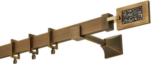 Κουρτινόξυλο Βέργας Zogometal Flat Collection Διπλό με Σιδηρόδρομο Μονό με Κρύσταλλα Swarovski FC4560 Μπρονζέ/Όρο 2.40m