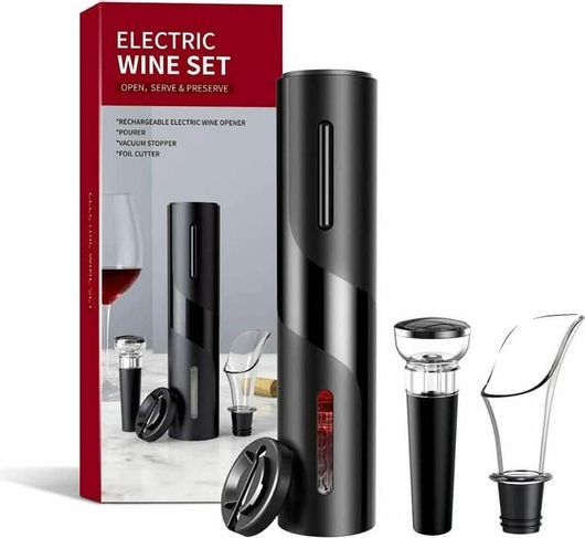 Ηλεκτρικό Ανοιχτήρι Μπουκαλιών με Μπαταρίες Μαύρο 4τμχ