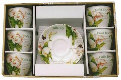 Σετ Φλυτζάνια Tσαγιού For Home Calla Lily Gc-215-1 Πορσελάνης 6τμχ Πολύχρωμο