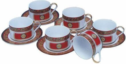 Σετ Φλυτζάνια Tσαγιού Karvounis Bros Versace Italy G-80701-1 Πορσελάνης 6τμχ Πολύχρωμο