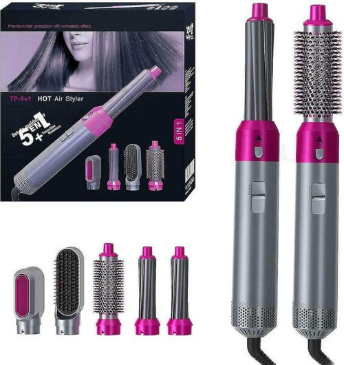 Ηλεκτρική Βούρτσα Μαλλιών Hot Air Styler 1000W Σετ 5τμχ Μοβ