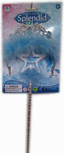 Αποκριάτικο Αξεσουάρ Σετ Ραβδί και Κορώνα Μπλε