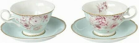 Σετ Φλυτζάνια Tσαγιού Τετ α Τετ For Home Floral Μ28020-3 Πορσελάνης 2τμχ Πολύχρωμο