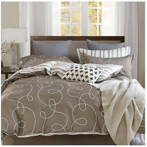 Σετ Παπλωματοθήκη Υπέρδιπλη Homeline 1332 3τμχ Καφέ